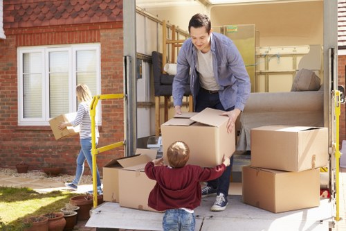 Office removal team preparing to move desks and equipment in Richmond